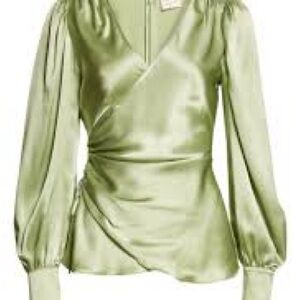 Cinq à Sept Satin Blouse in Mint Green